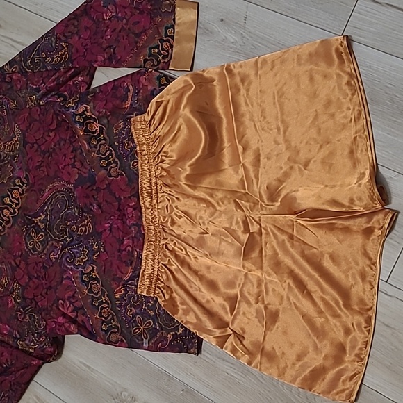 Victoria's Secret Vintage  Satin Pajama Set - Maroon and Gold Size M - Picture 6 of 7